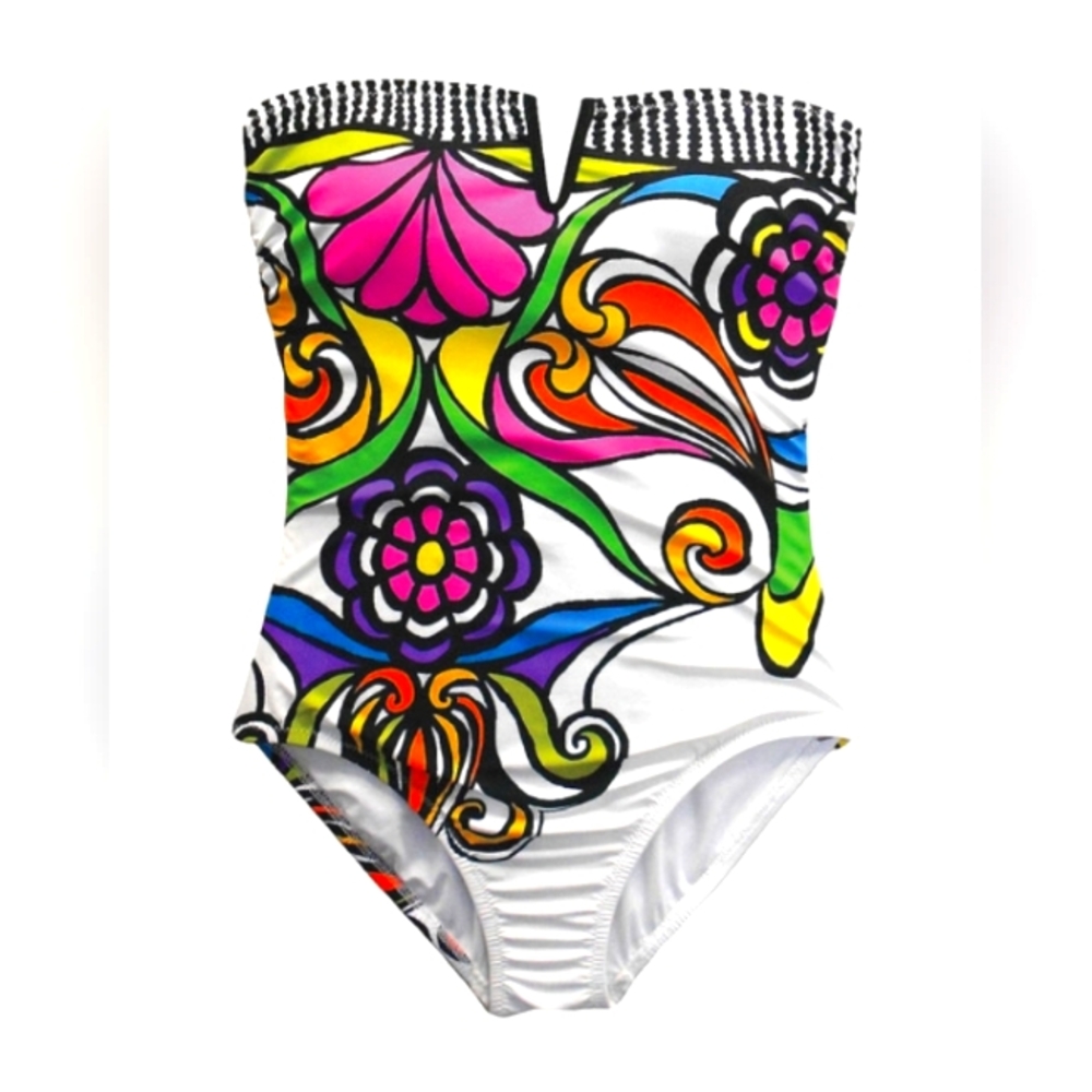 Strapless Trina Turk Aquarius one piece swimsuit L